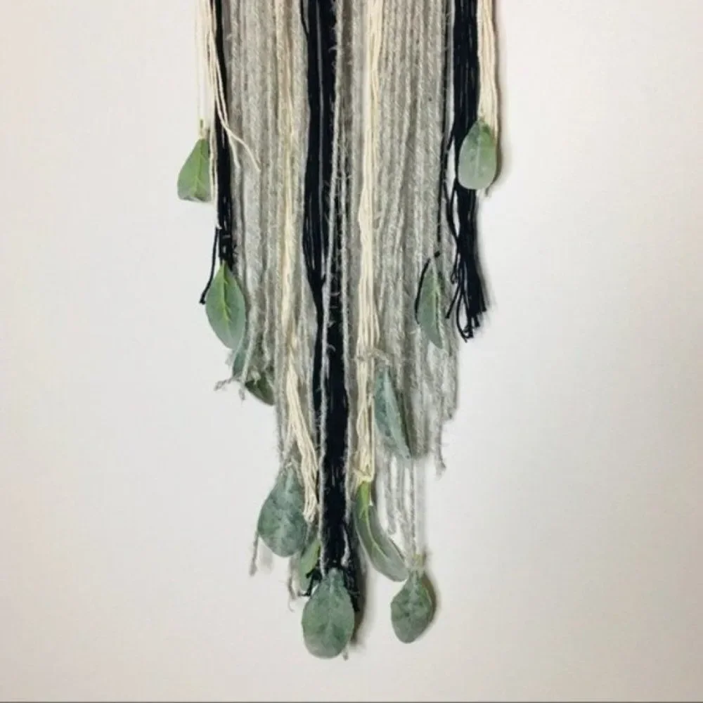 Rustic macrame Yarn Branch Wall Hanging Gray